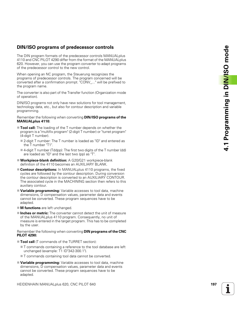Din/iso programs of predecessor controls, 1 pr ogr amming in din/iso mode | HEIDENHAIN SW 54843x-03 DIN Programming User Manual | Page 197 / 622