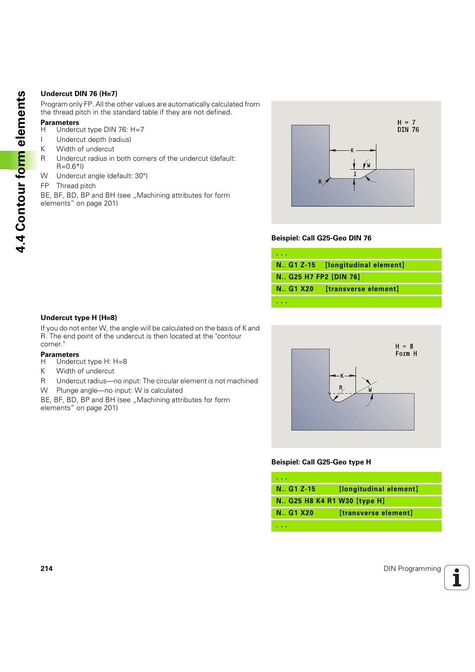 4 cont our f o rm elements | HEIDENHAIN SW 54843x-03 DIN Programming User Manual | Page 214 / 622