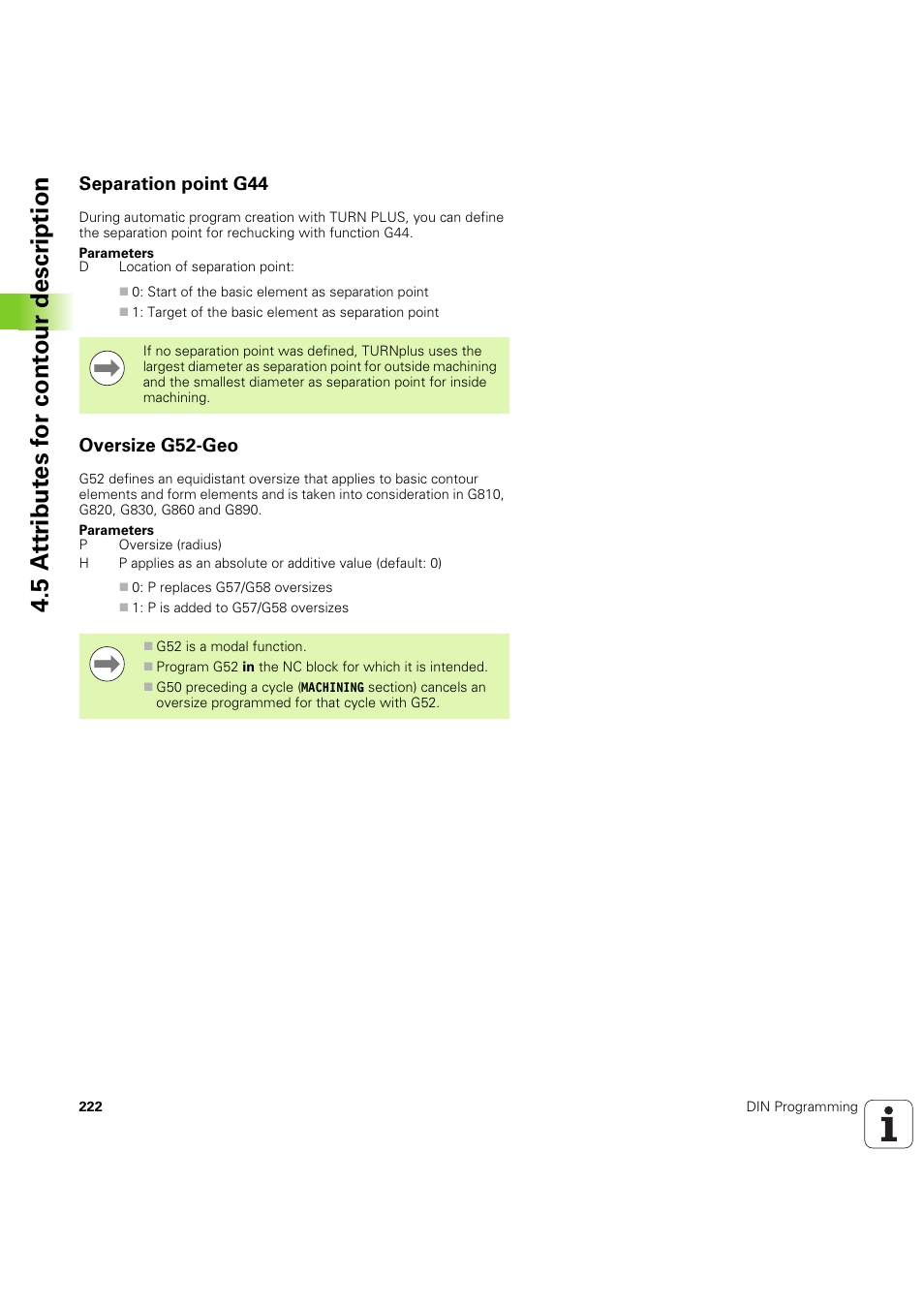 Separation point g44, Oversize g52-geo | HEIDENHAIN SW 54843x-03 DIN Programming User Manual | Page 222 / 622
