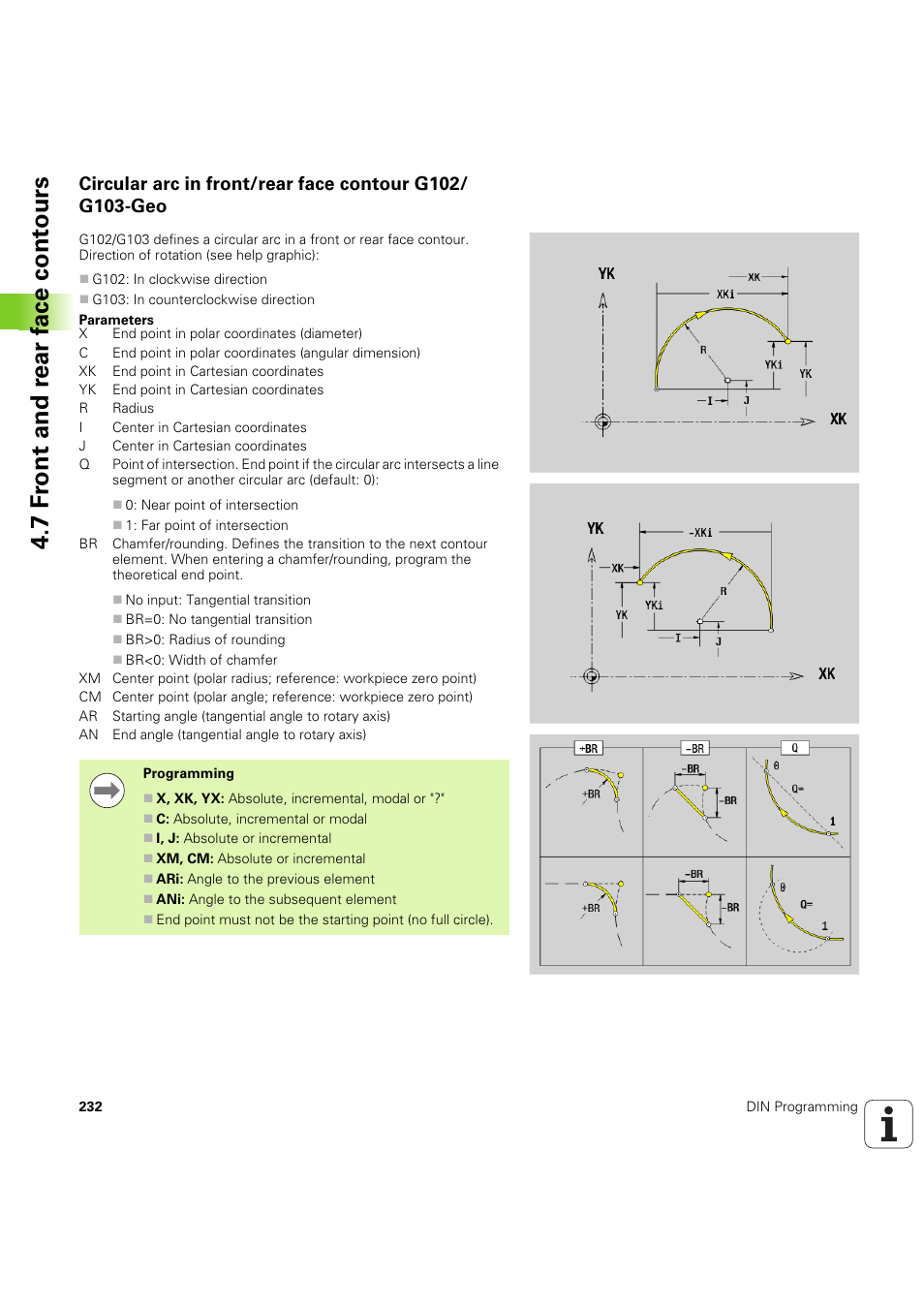 7 f ront and r ear f a ce cont ours | HEIDENHAIN SW 54843x-03 DIN Programming User Manual | Page 232 / 622