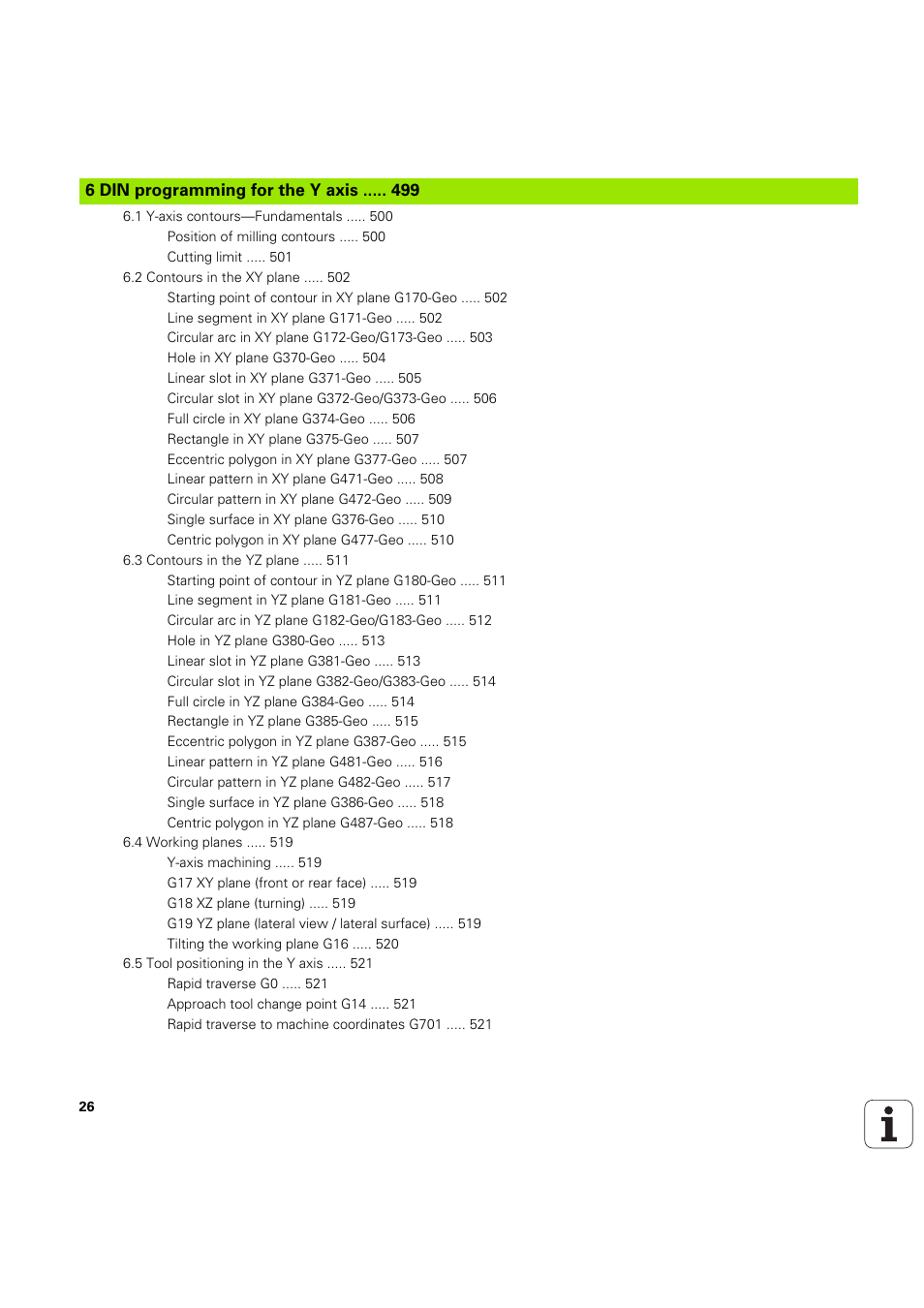 6 din programming for the y axis | HEIDENHAIN SW 54843x-03 DIN Programming User Manual | Page 26 / 622