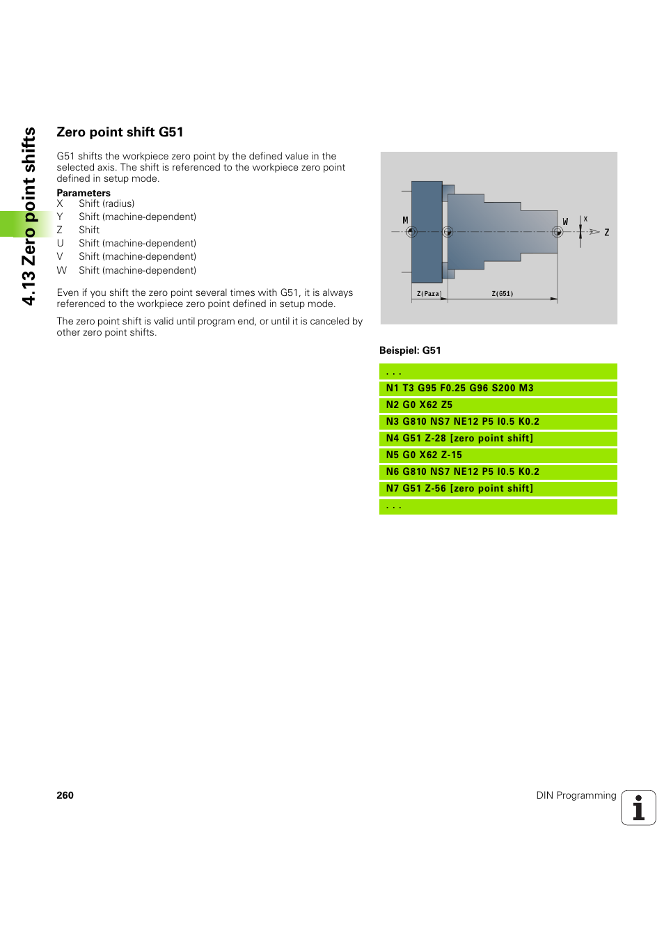 Zero point shift g51, 13 zer o point shif ts | HEIDENHAIN SW 54843x-03 DIN Programming User Manual | Page 260 / 622