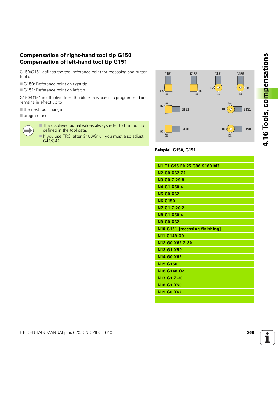 16 t ools, compensations | HEIDENHAIN SW 54843x-03 DIN Programming User Manual | Page 269 / 622