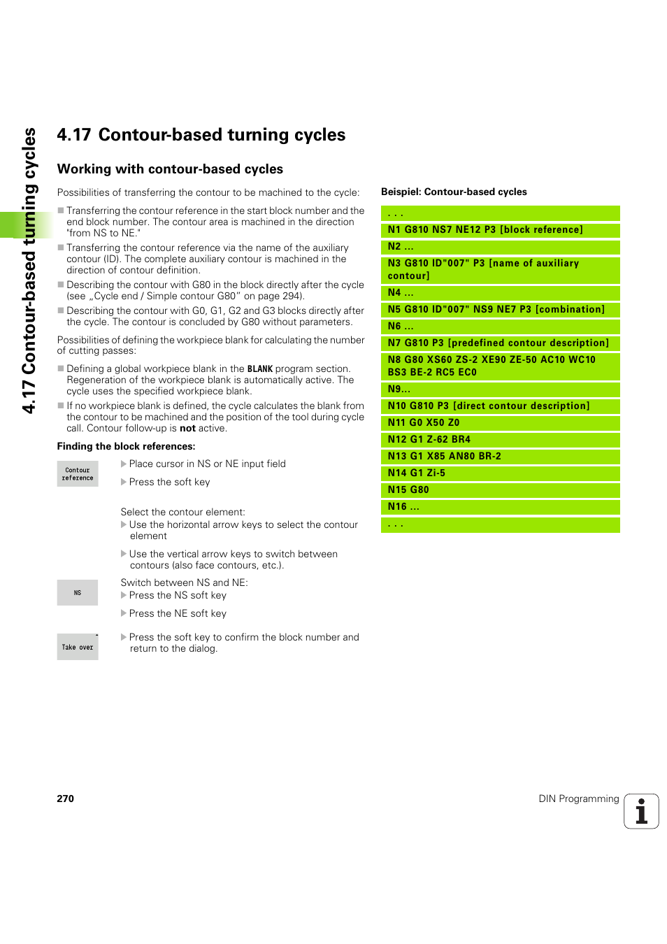 17 contour-based turning cycles, Working with contour-based cycles | HEIDENHAIN SW 54843x-03 DIN Programming User Manual | Page 270 / 622