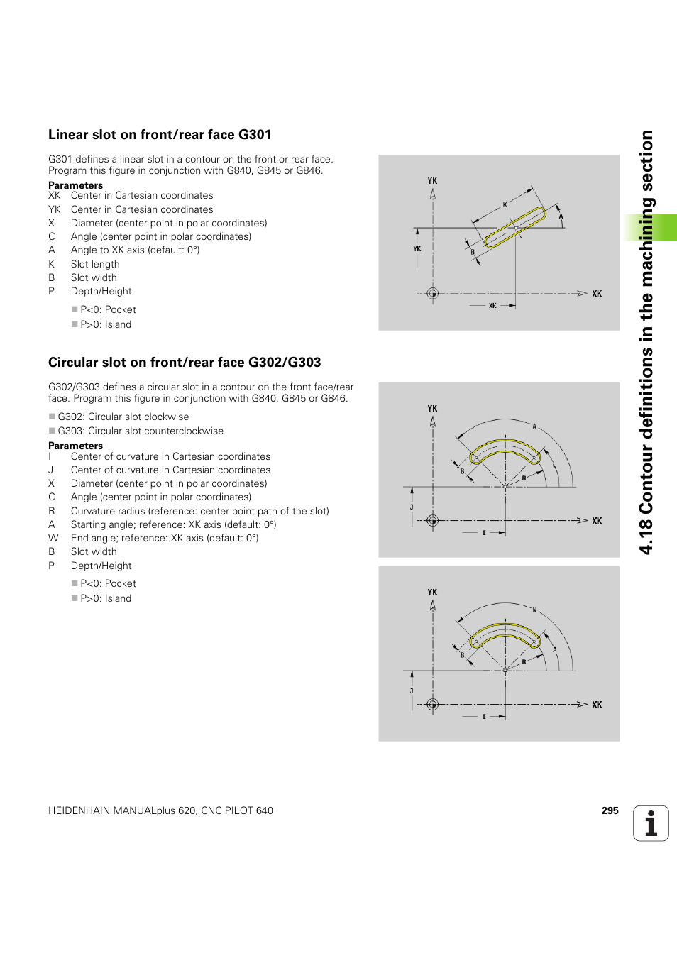 Linear slot on front/rear face g301, Circular slot on front/rear face g302/g303 | HEIDENHAIN SW 54843x-03 DIN Programming User Manual | Page 295 / 622