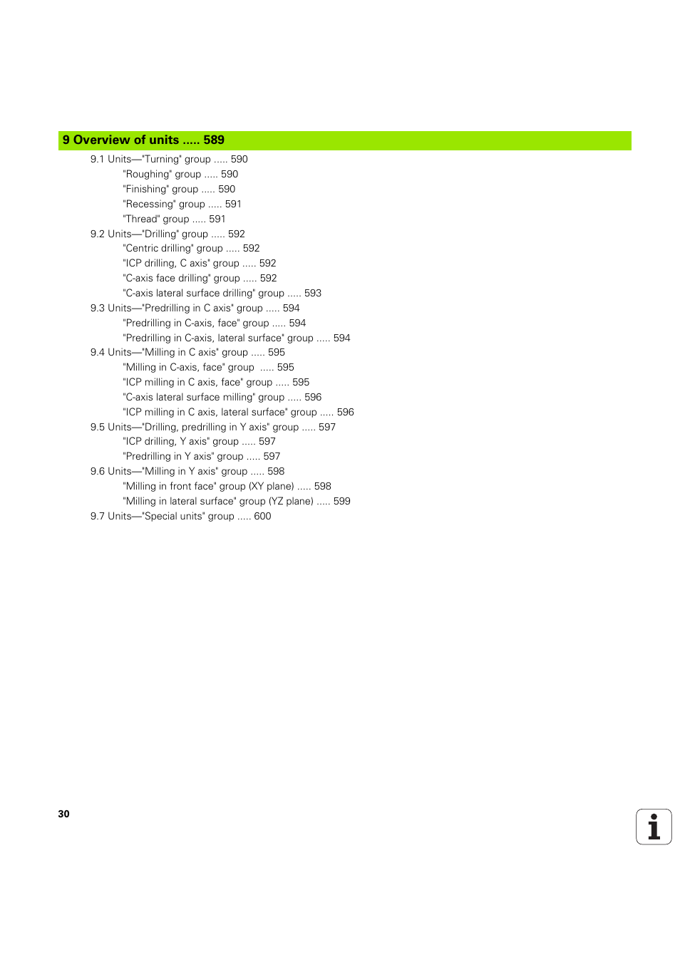 9 overview of units | HEIDENHAIN SW 54843x-03 DIN Programming User Manual | Page 30 / 622