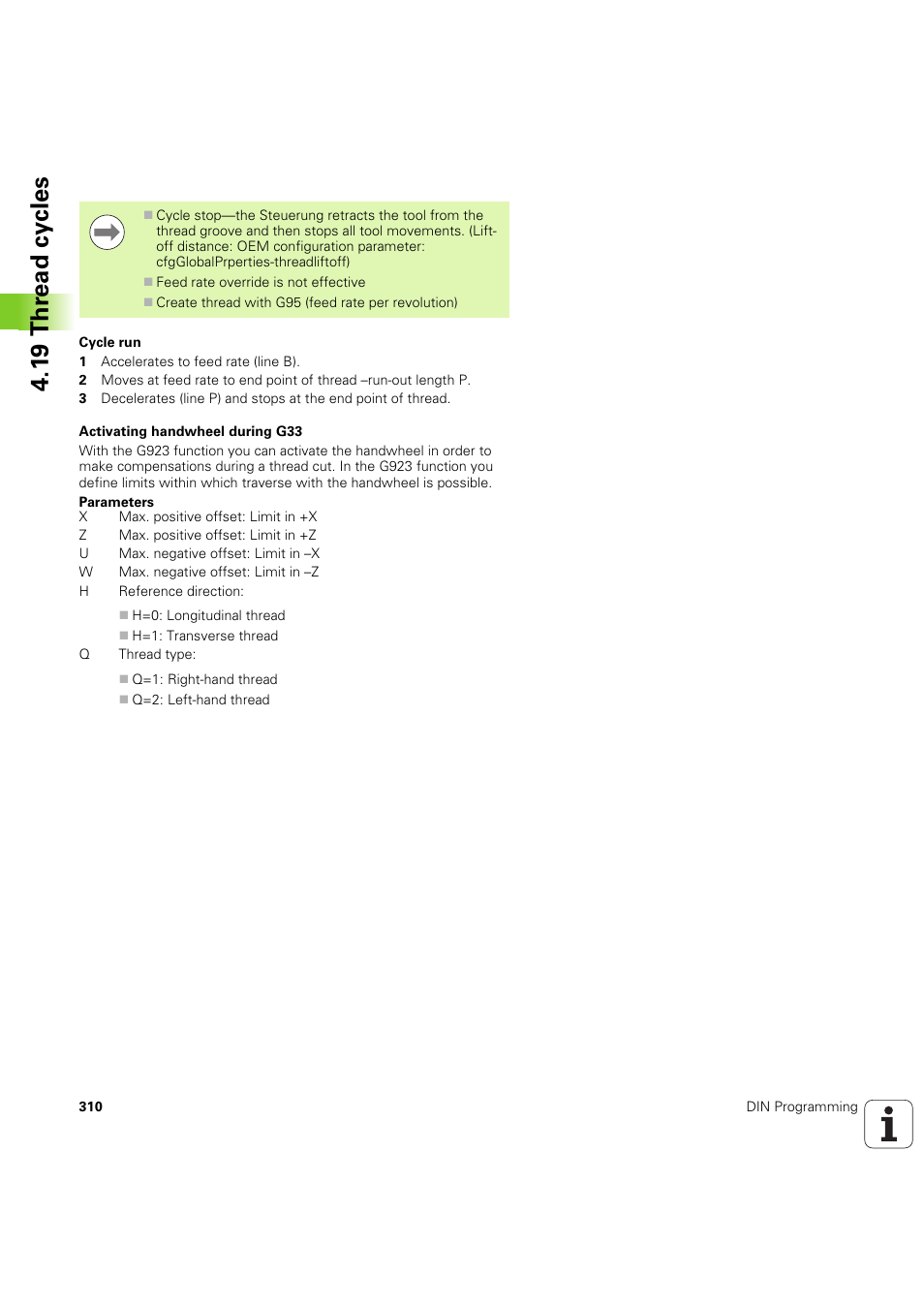 1 9 thr ead cy cles | HEIDENHAIN SW 54843x-03 DIN Programming User Manual | Page 310 / 622