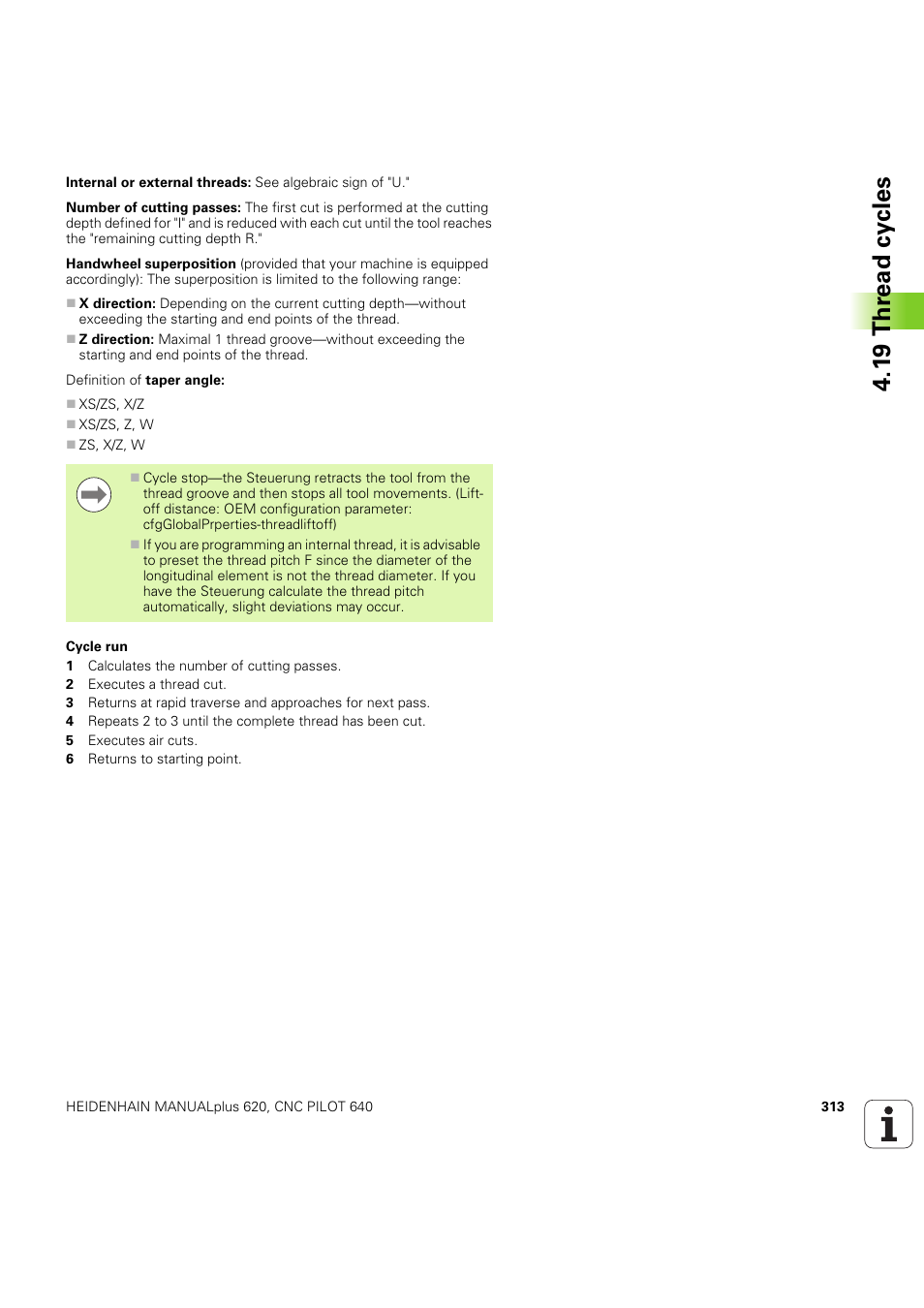 1 9 thr ead cy cles | HEIDENHAIN SW 54843x-03 DIN Programming User Manual | Page 313 / 622