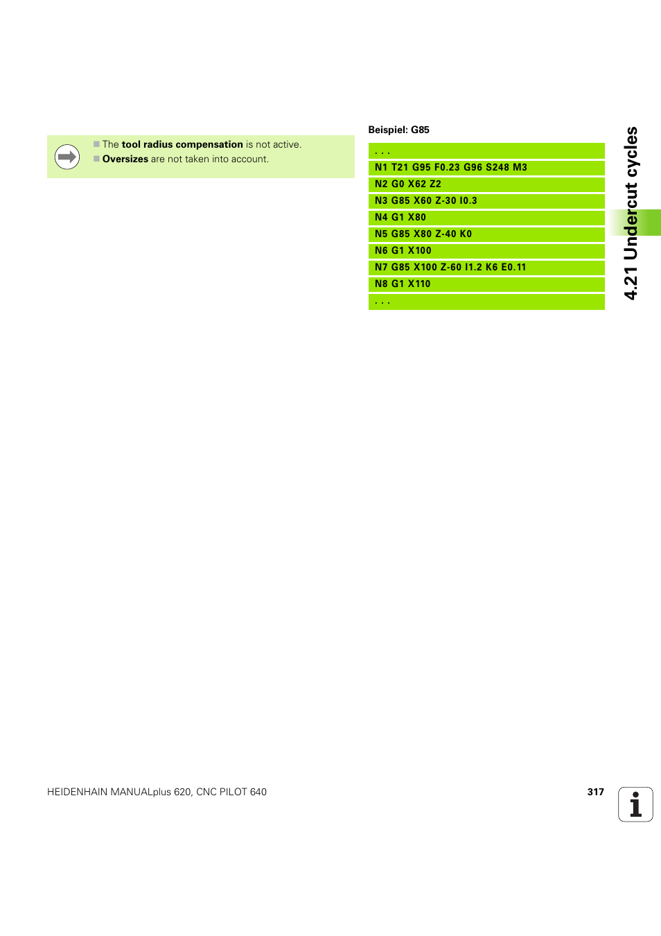 21 under c ut cy cles | HEIDENHAIN SW 54843x-03 DIN Programming User Manual | Page 317 / 622
