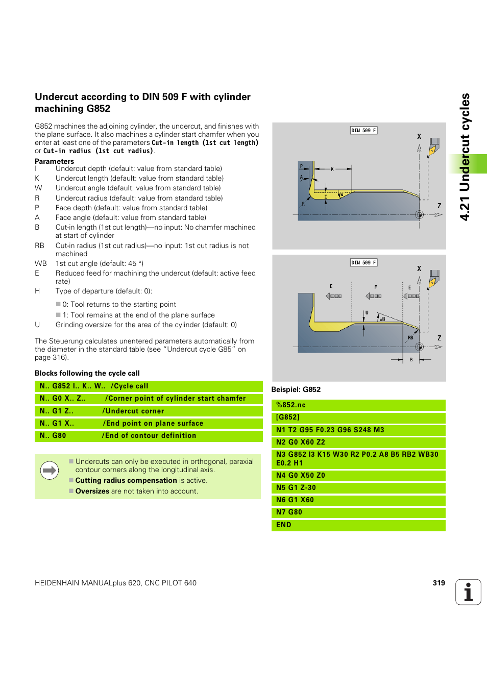 21 under c ut cy cles | HEIDENHAIN SW 54843x-03 DIN Programming User Manual | Page 319 / 622
