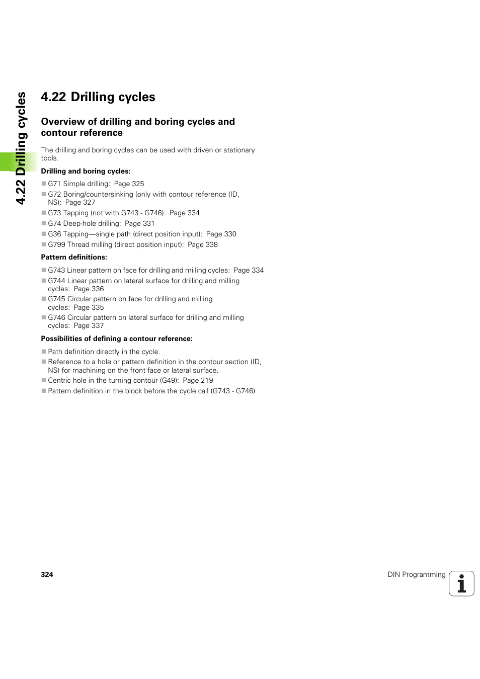 22 drilling cycles | HEIDENHAIN SW 54843x-03 DIN Programming User Manual | Page 324 / 622