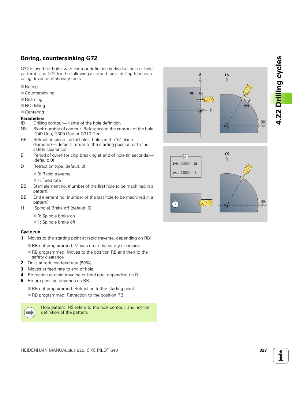 Boring, countersinking g72, 22 dr illing cy cles | HEIDENHAIN SW 54843x-03 DIN Programming User Manual | Page 327 / 622