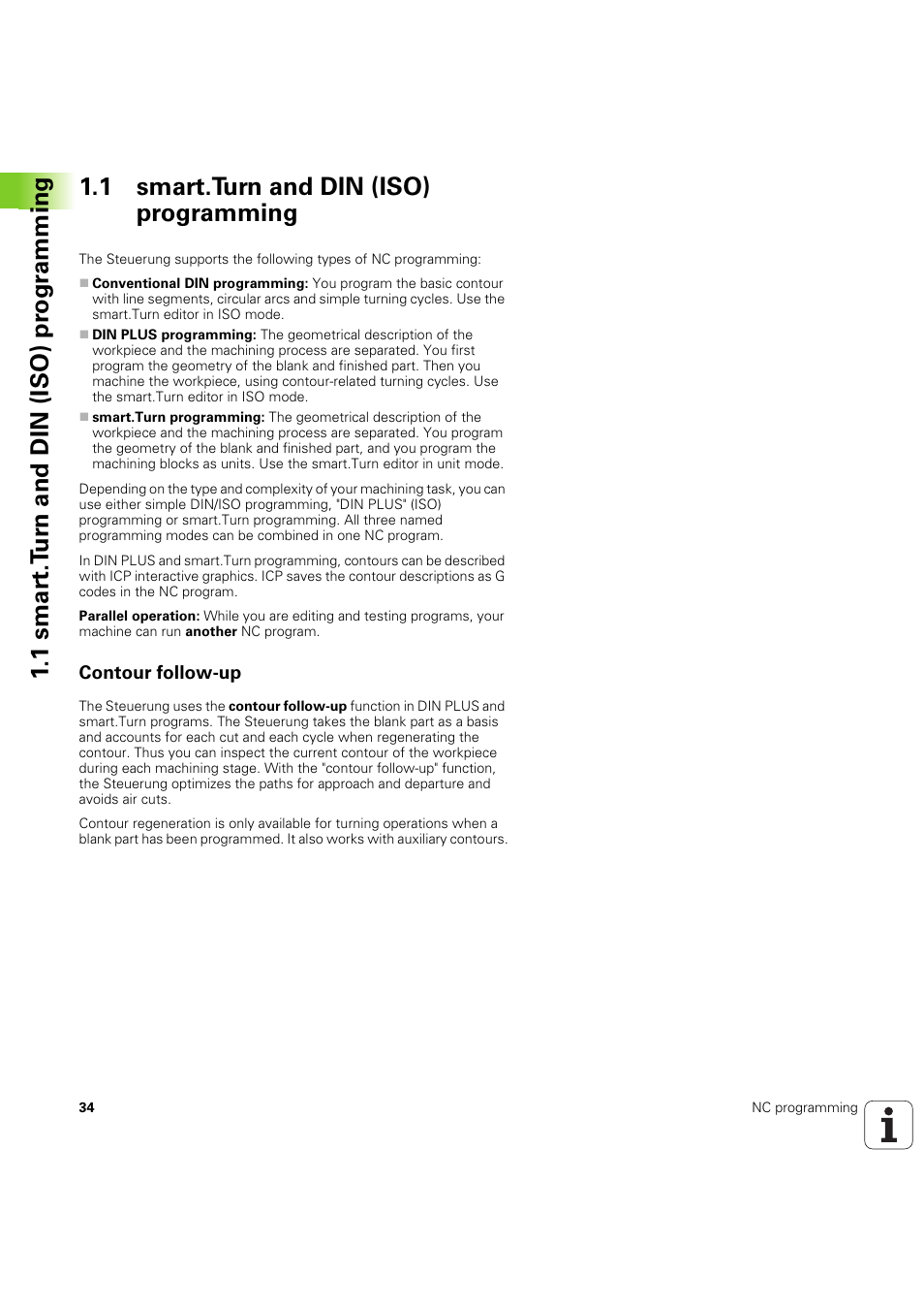 1 smart.turn and din (iso) programming, Contour follow-up | HEIDENHAIN SW 54843x-03 DIN Programming User Manual | Page 34 / 622