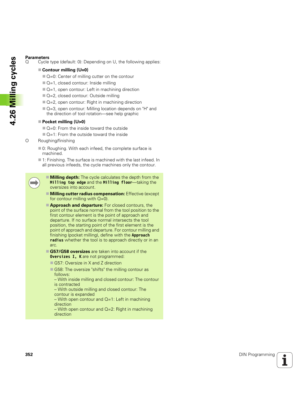 26 milling cy cles | HEIDENHAIN SW 54843x-03 DIN Programming User Manual | Page 352 / 622