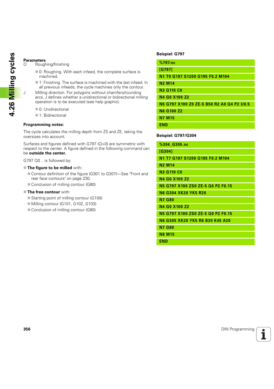 26 milling cy cles | HEIDENHAIN SW 54843x-03 DIN Programming User Manual | Page 356 / 622
