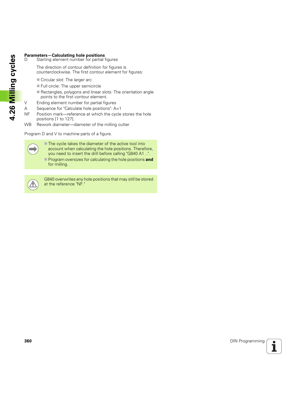 26 milling cy cles | HEIDENHAIN SW 54843x-03 DIN Programming User Manual | Page 360 / 622