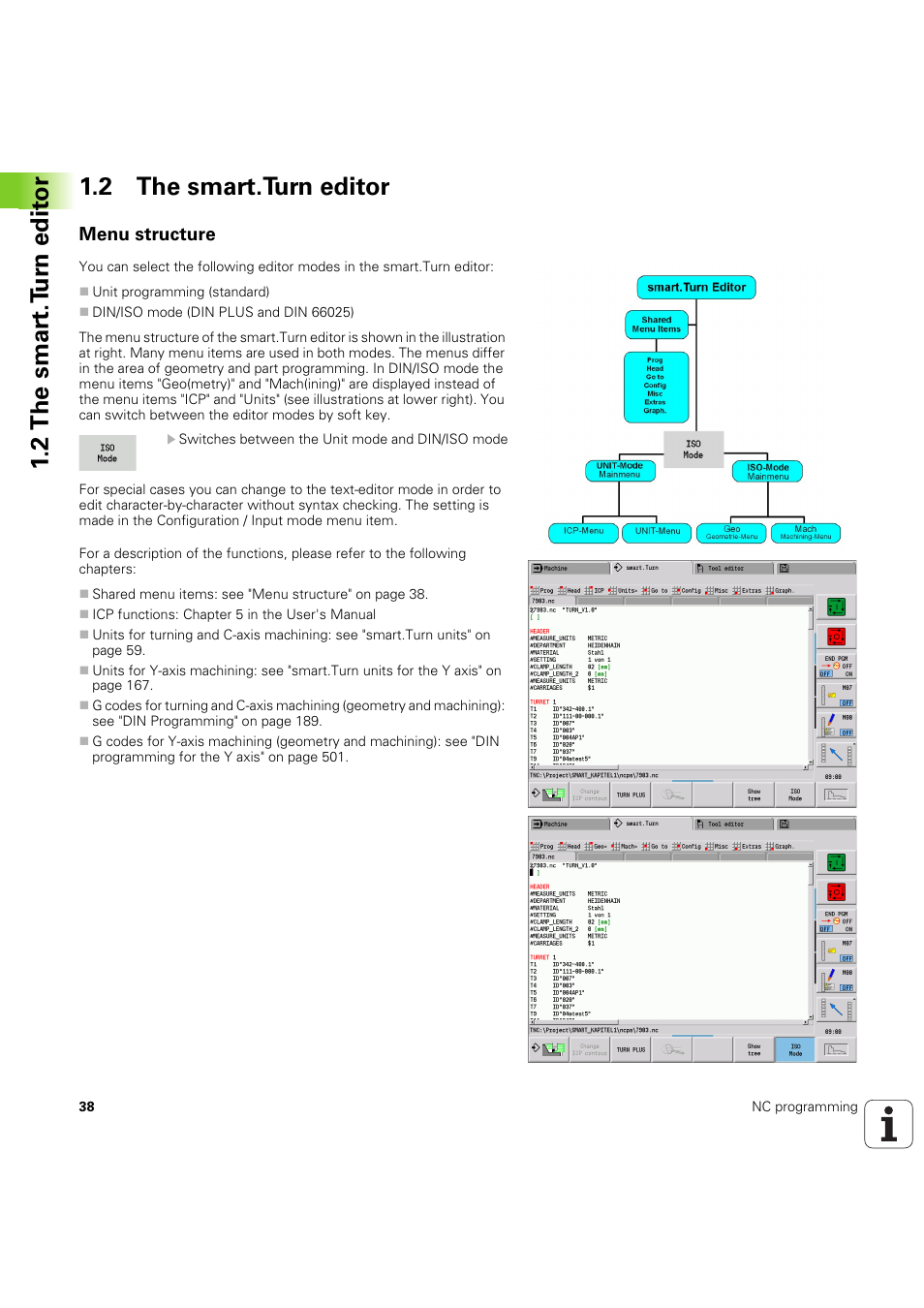 2 the smart.turn editor, Menu structure | HEIDENHAIN SW 54843x-03 DIN Programming User Manual | Page 38 / 622