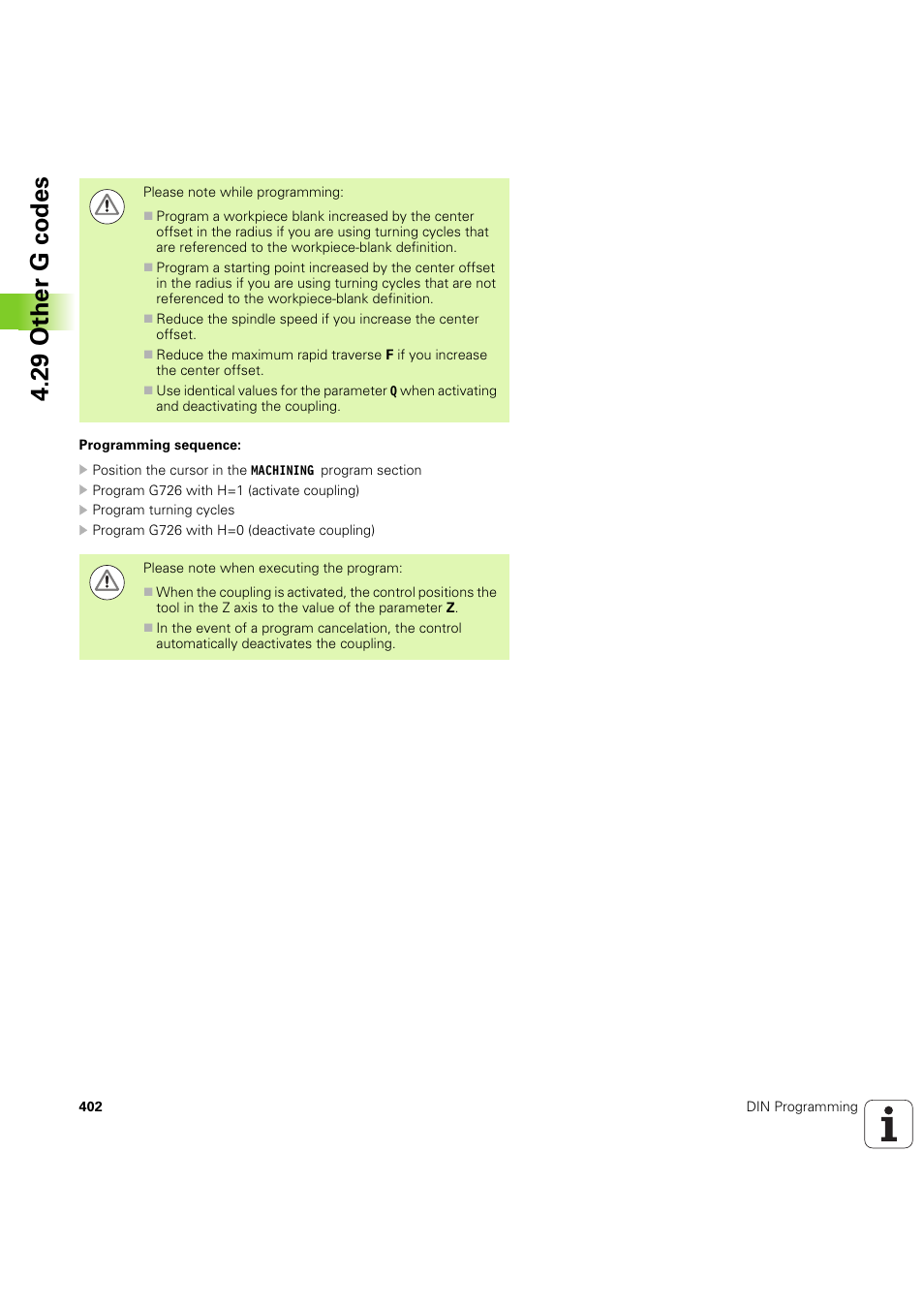 29 other g codes | HEIDENHAIN SW 54843x-03 DIN Programming User Manual | Page 402 / 622