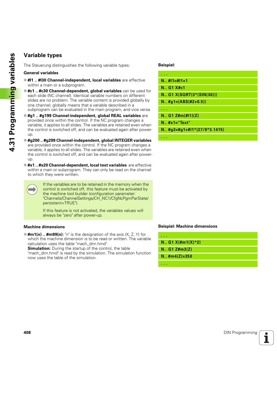 Variable types, 31 pr ogr amming v a ri ables | HEIDENHAIN SW 54843x-03 DIN Programming User Manual | Page 408 / 622