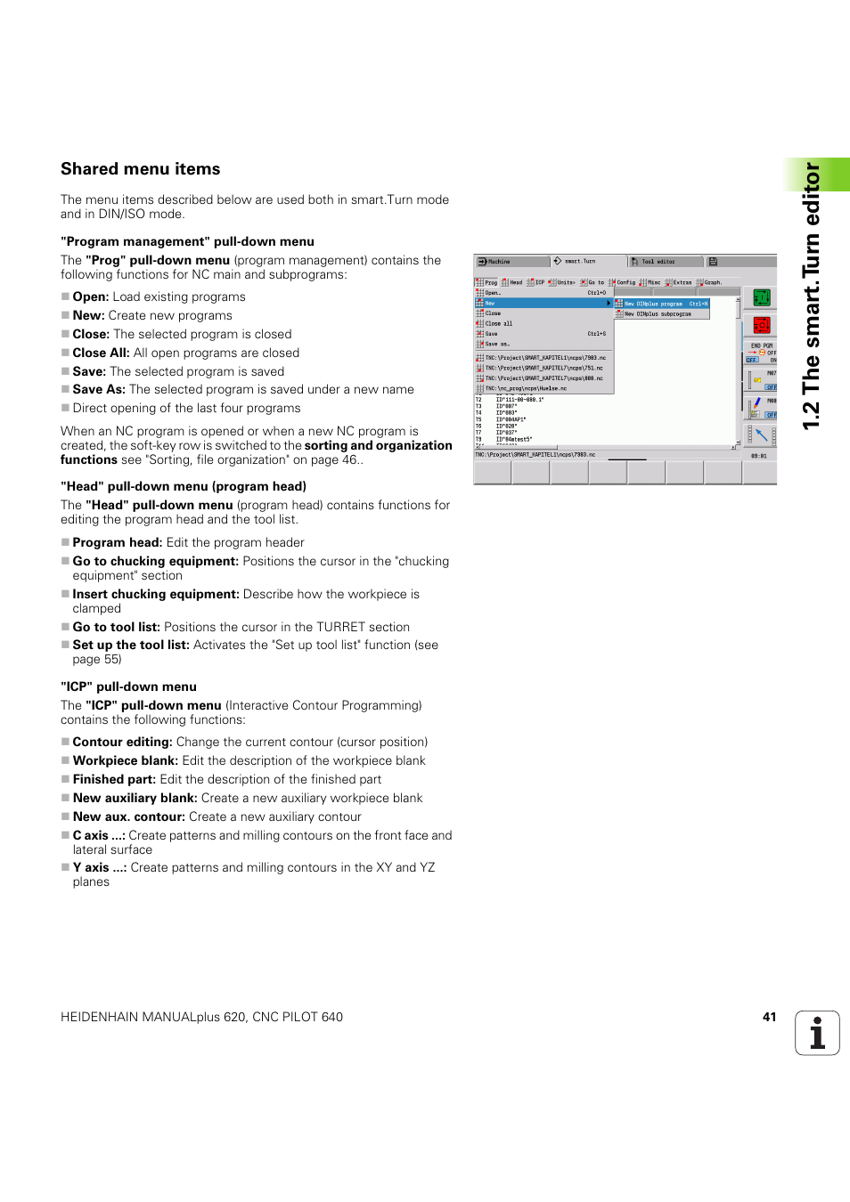 Shared menu items, 2 the smar t.t u rn edit or | HEIDENHAIN SW 54843x-03 DIN Programming User Manual | Page 41 / 622