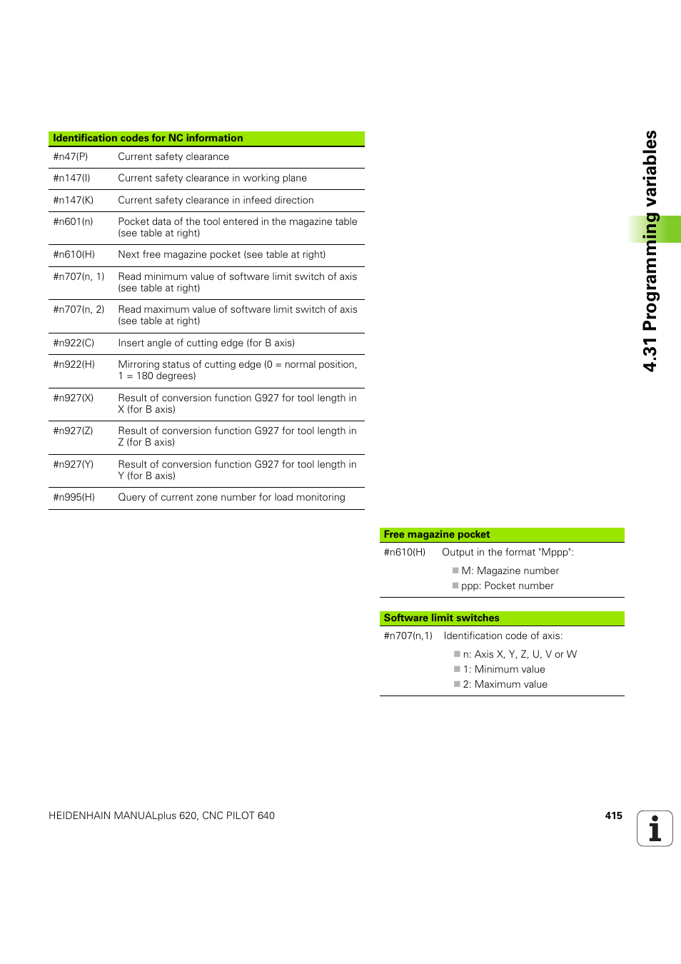 31 pr ogr amming v a ri ables | HEIDENHAIN SW 54843x-03 DIN Programming User Manual | Page 415 / 622