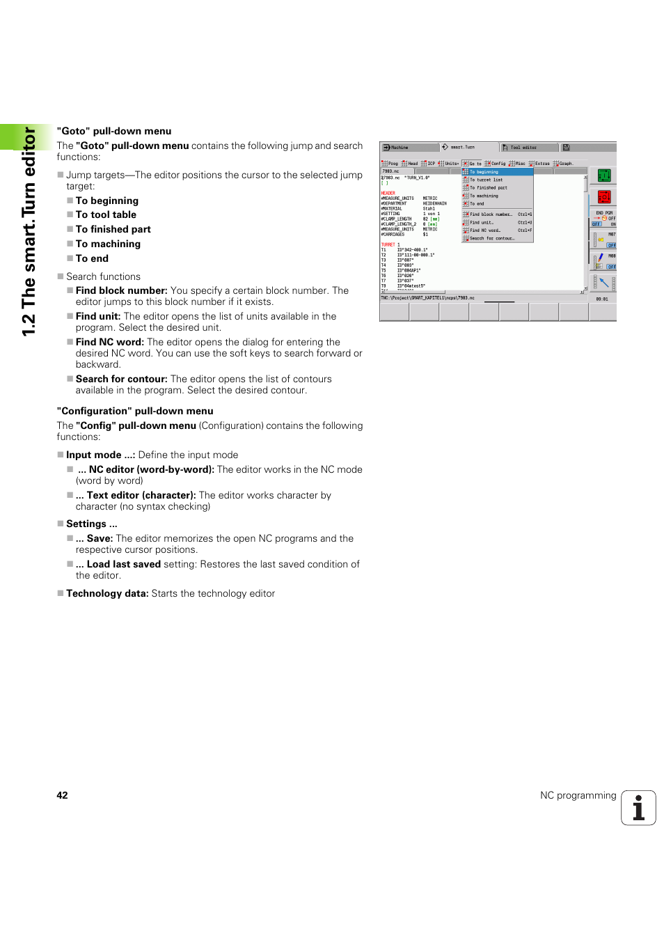 2 the smar t.t u rn edit or | HEIDENHAIN SW 54843x-03 DIN Programming User Manual | Page 42 / 622