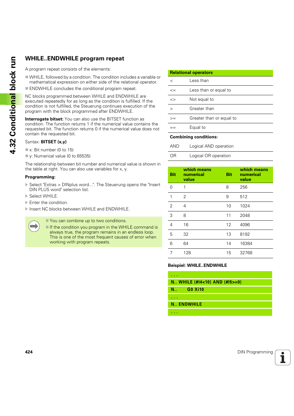 While..endwhile program repeat | HEIDENHAIN SW 54843x-03 DIN Programming User Manual | Page 424 / 622
