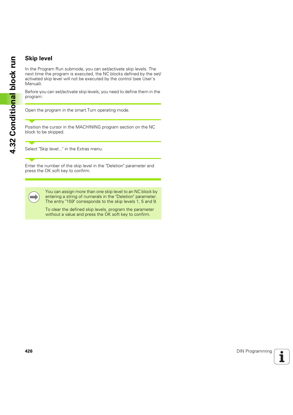 Skip level | HEIDENHAIN SW 54843x-03 DIN Programming User Manual | Page 426 / 622
