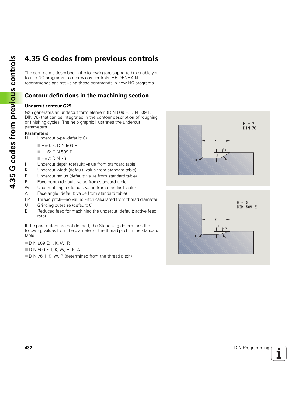 35 g codes from previous controls, Contour definitions in the machining section | HEIDENHAIN SW 54843x-03 DIN Programming User Manual | Page 432 / 622