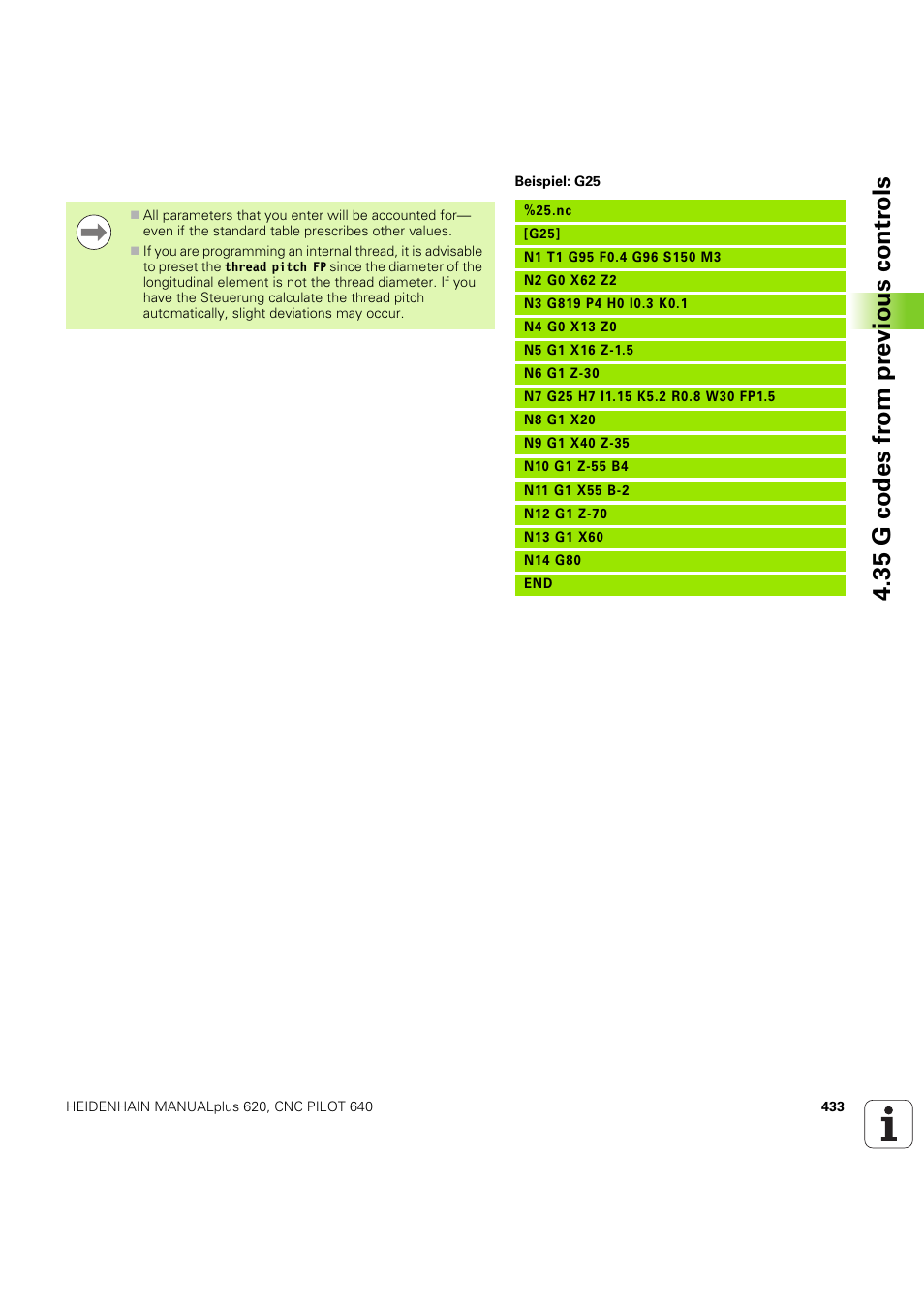 35 g codes fr om pr evious contr o ls | HEIDENHAIN SW 54843x-03 DIN Programming User Manual | Page 433 / 622