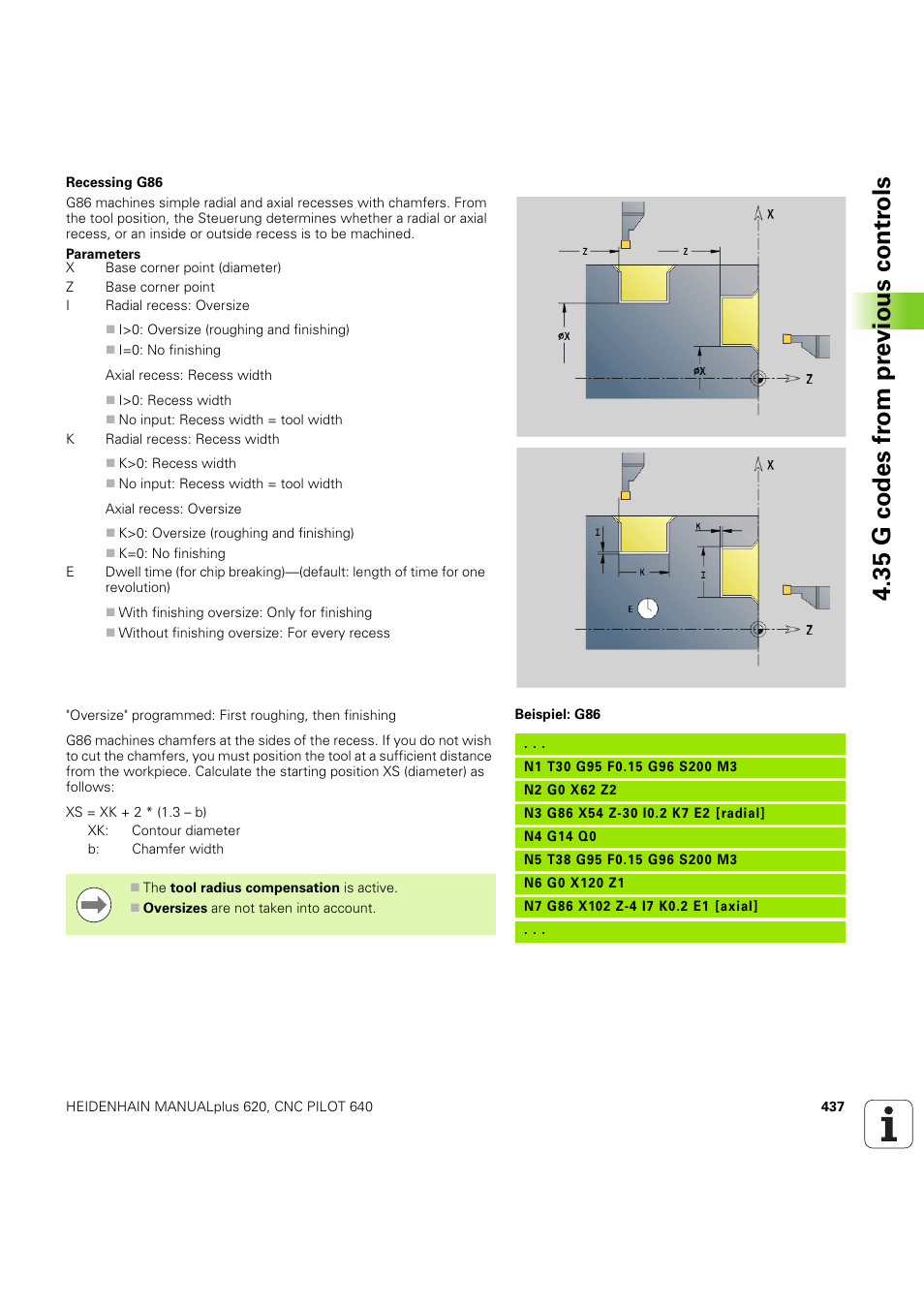 35 g codes fr om pr evious contr o ls | HEIDENHAIN SW 54843x-03 DIN Programming User Manual | Page 437 / 622