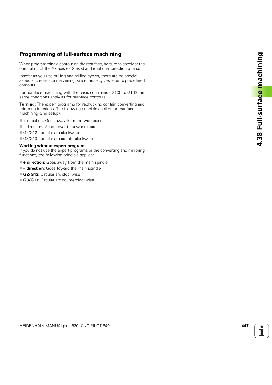Programming of full-surface machining, 38 f u ll-surf ace mac h ining | HEIDENHAIN SW 54843x-03 DIN Programming User Manual | Page 447 / 622