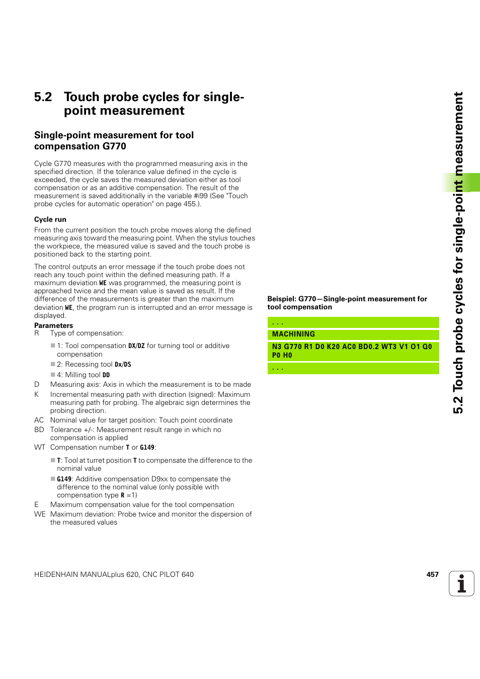 2 touch probe cycles for single- point measurement, 2 touch probe cycles for single-point measurement | HEIDENHAIN SW 54843x-03 DIN Programming User Manual | Page 457 / 622
