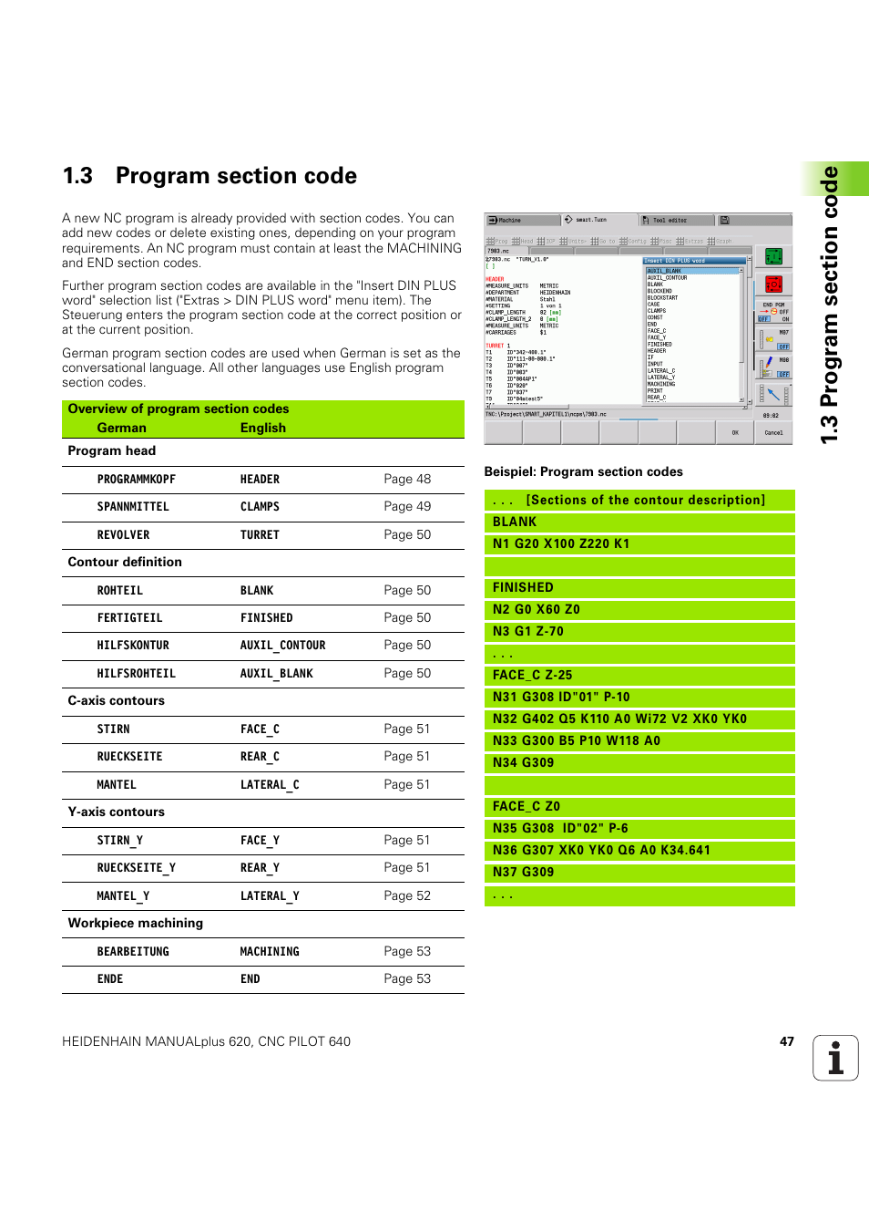 3 program section code | HEIDENHAIN SW 54843x-03 DIN Programming User Manual | Page 47 / 622