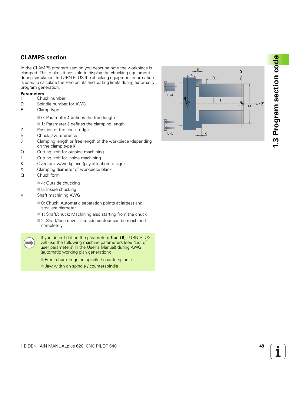 Clamps section | HEIDENHAIN SW 54843x-03 DIN Programming User Manual | Page 49 / 622