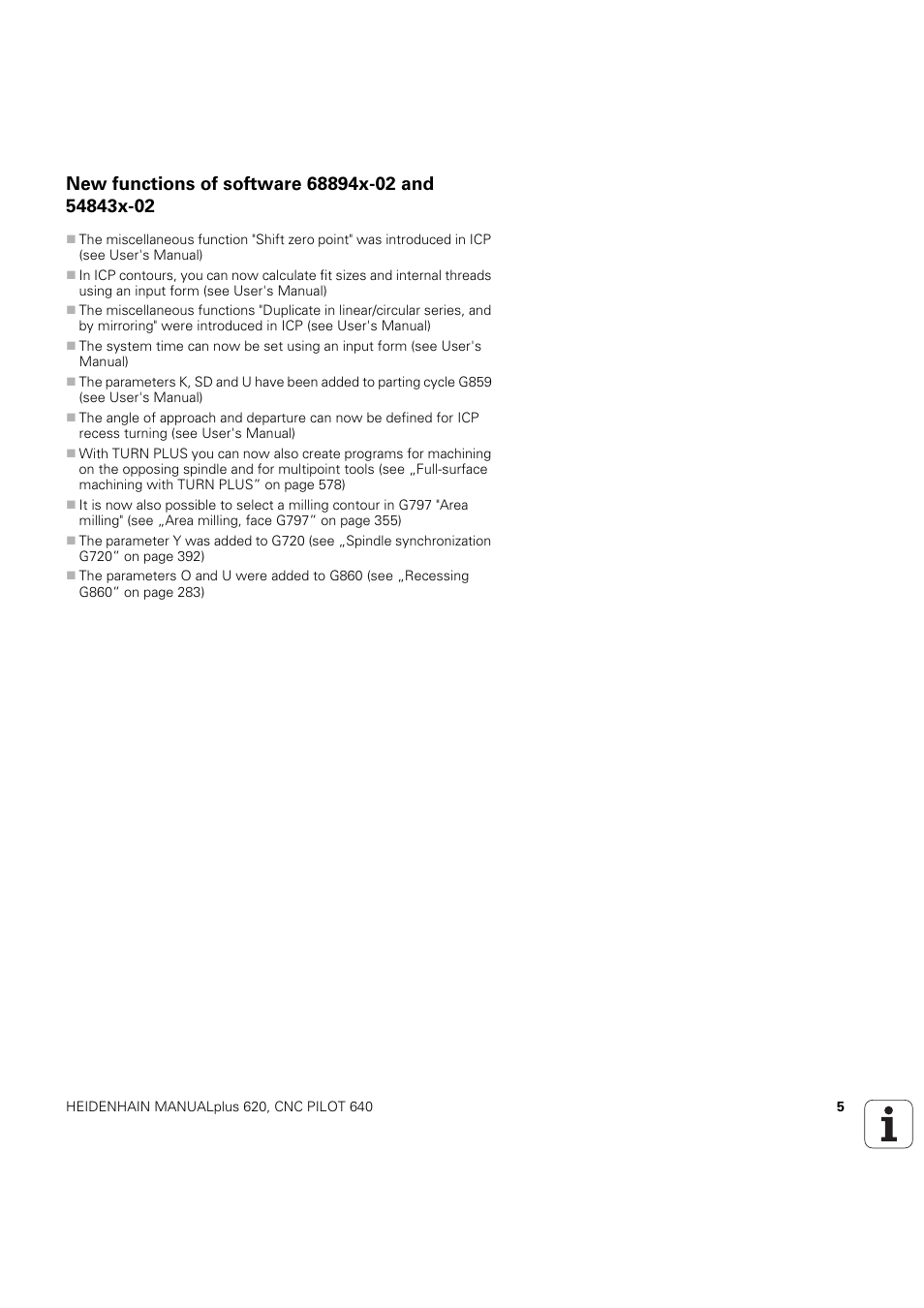 New functions of software 68894x-02 and 54843x-02 | HEIDENHAIN SW 54843x-03 DIN Programming User Manual | Page 5 / 622