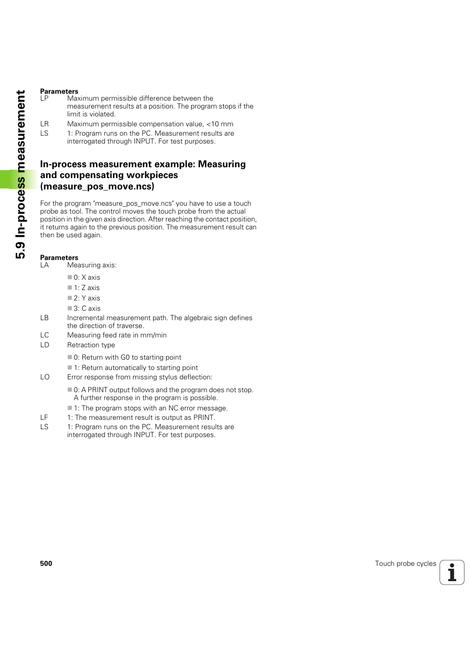 9 in-pr o cess measur ement | HEIDENHAIN SW 54843x-03 DIN Programming User Manual | Page 500 / 622