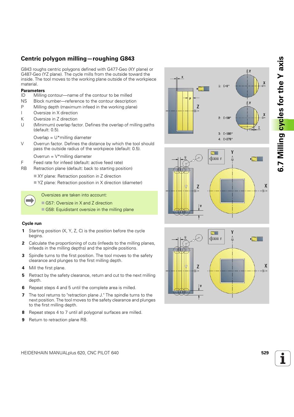 Centric polygon milling—roughing g843 | HEIDENHAIN SW 54843x-03 DIN Programming User Manual | Page 529 / 622
