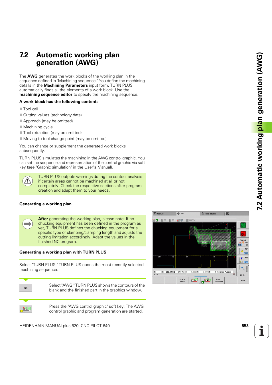 2 automatic working plan generation (awg), Generating a working plan | HEIDENHAIN SW 54843x-03 DIN Programming User Manual | Page 553 / 622