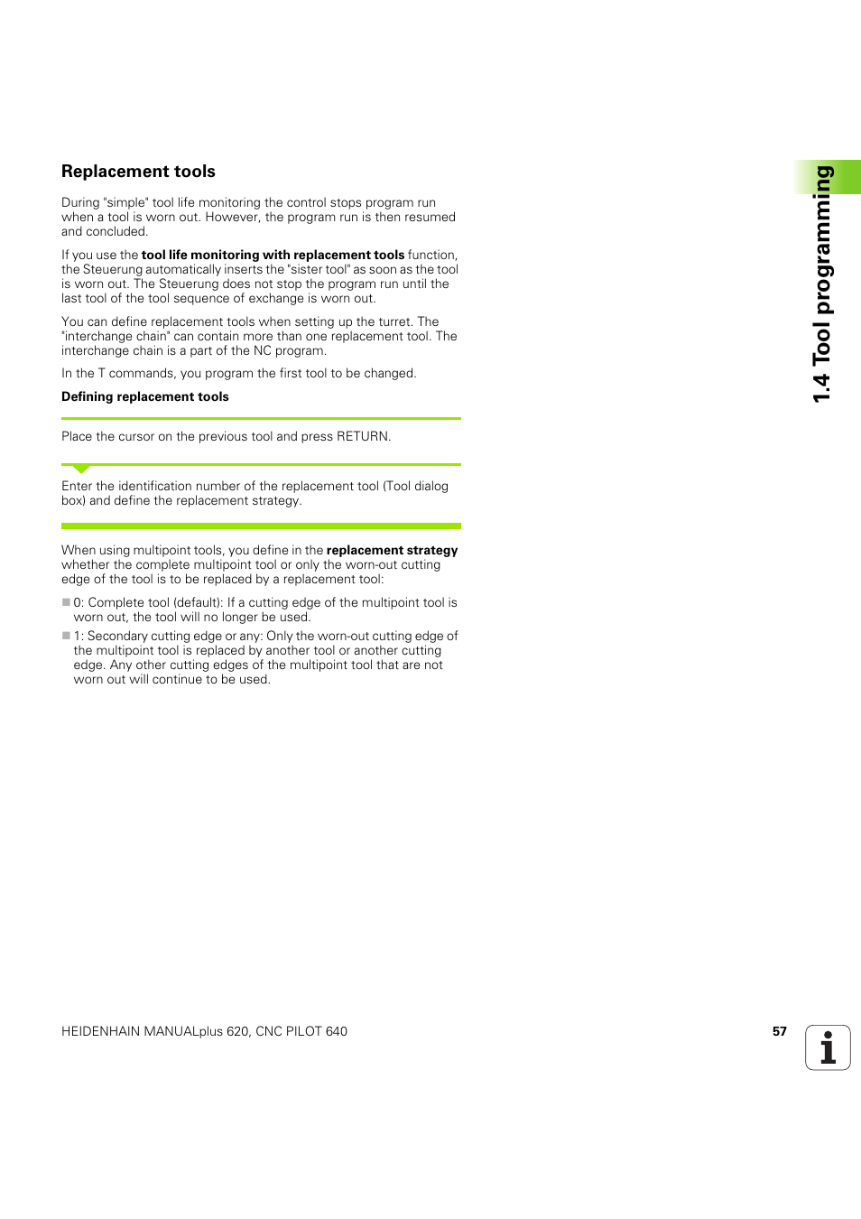 Replacement tools, 4 t ool pr ogr a mming | HEIDENHAIN SW 54843x-03 DIN Programming User Manual | Page 57 / 622
