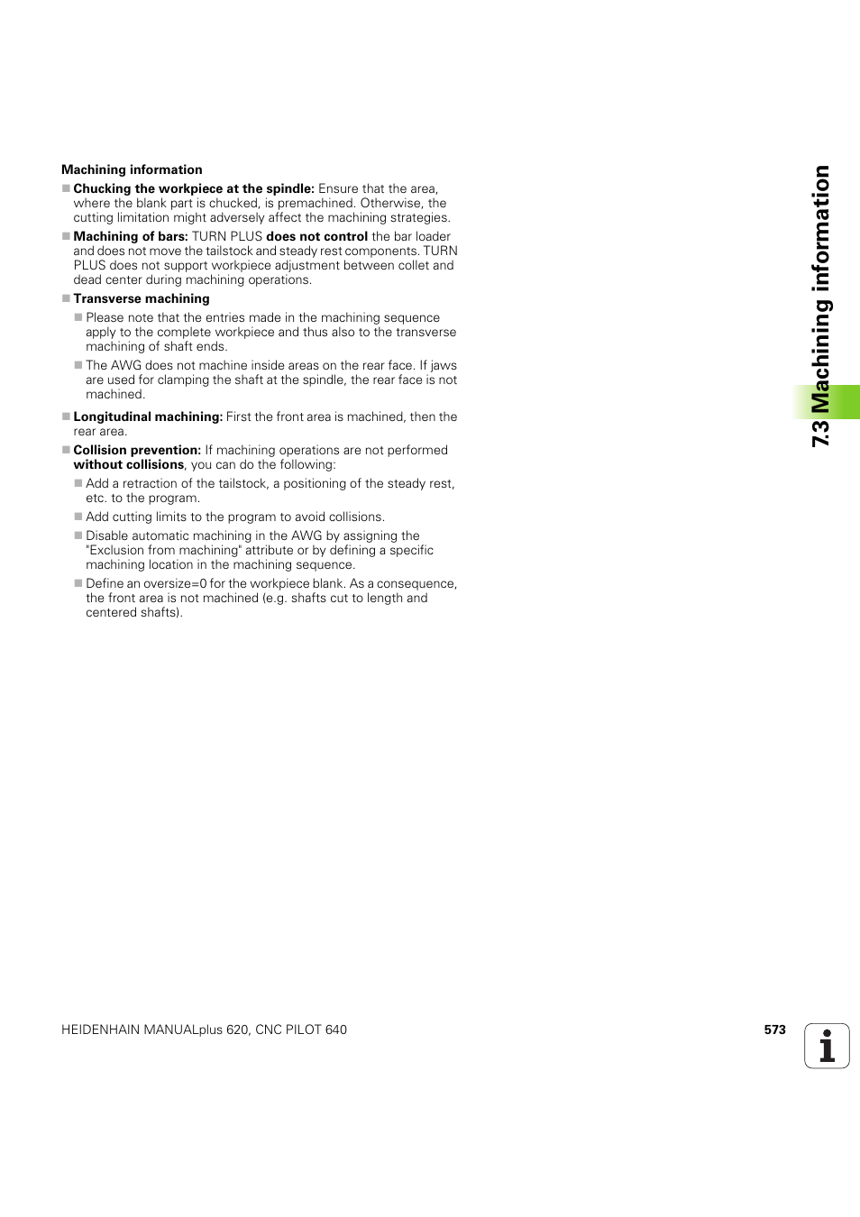 3 mac h ining inf o rm ation | HEIDENHAIN SW 54843x-03 DIN Programming User Manual | Page 573 / 622