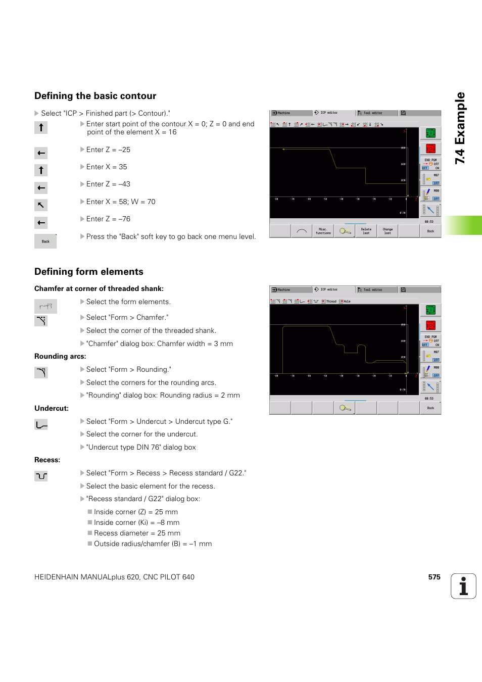 Defining the basic contour, Defining form elements, 4 example | HEIDENHAIN SW 54843x-03 DIN Programming User Manual | Page 575 / 622
