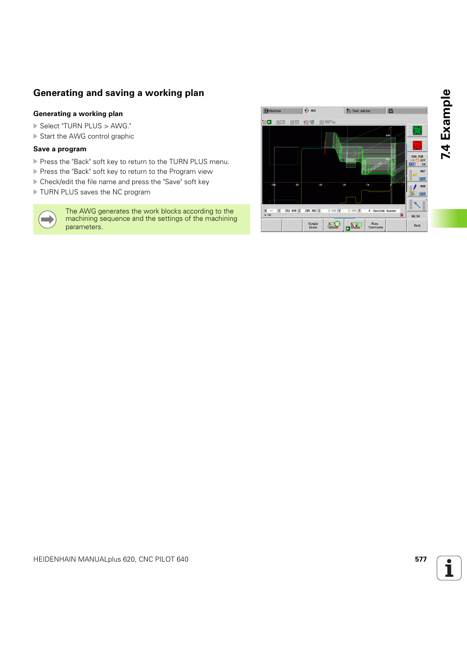 Generating and saving a working plan, 4 example | HEIDENHAIN SW 54843x-03 DIN Programming User Manual | Page 577 / 622