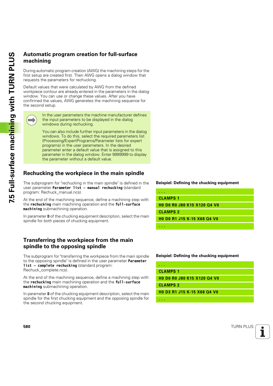 Rechucking the workpiece in the main spindle, 5 f u ll-surf ace mac h ining with turn plus | HEIDENHAIN SW 54843x-03 DIN Programming User Manual | Page 580 / 622