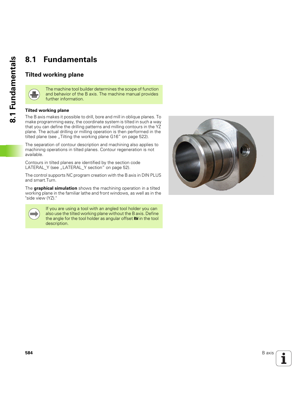 1 fundamentals, Tilted working plane, 1 f undamentals 8.1 fundamentals | HEIDENHAIN SW 54843x-03 DIN Programming User Manual | Page 584 / 622