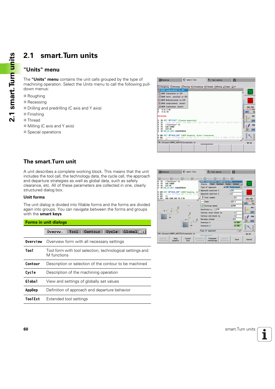 1 smart.turn units, Units" menu, The smart.turn unit | 1 smar t.t u rn units 2.1 smart.turn units | HEIDENHAIN SW 54843x-03 DIN Programming User Manual | Page 60 / 622