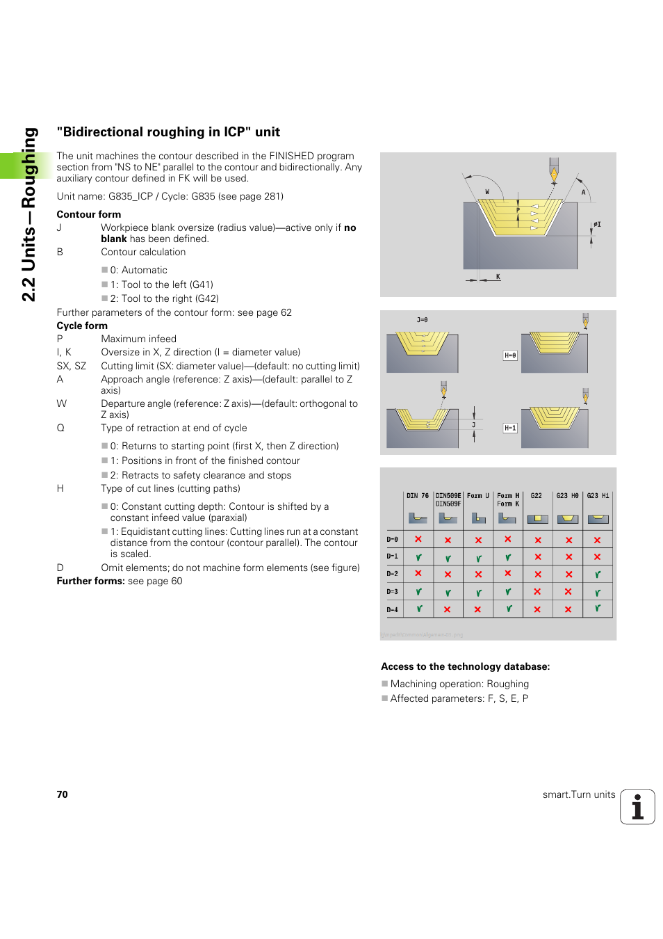 Bidirectional roughing in icp" unit, 2 units—roughing | HEIDENHAIN SW 54843x-03 DIN Programming User Manual | Page 70 / 622
