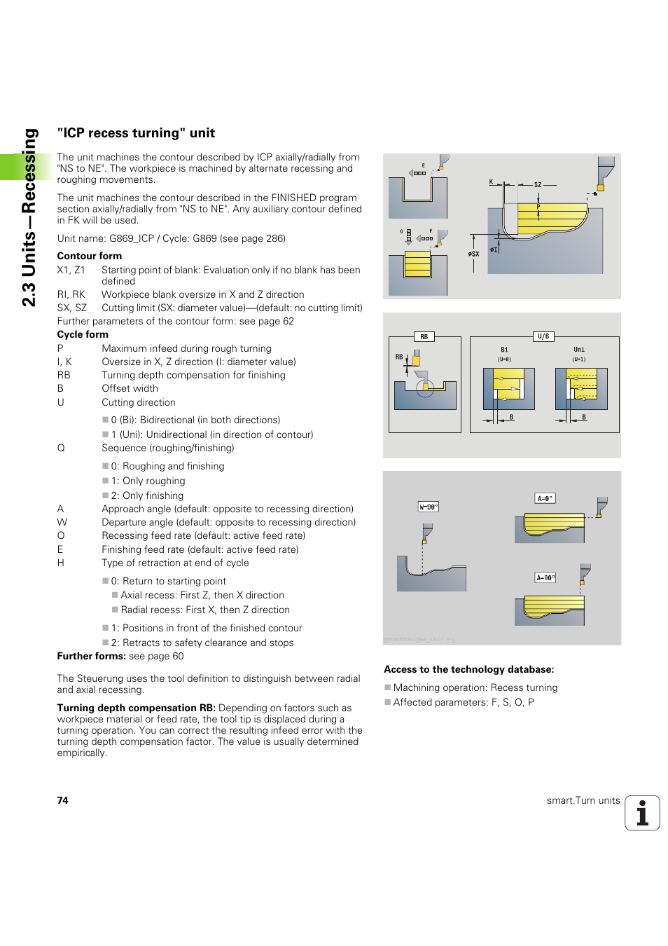 Icp recess turning" unit, 3 units—recessing | HEIDENHAIN SW 54843x-03 DIN Programming User Manual | Page 74 / 622