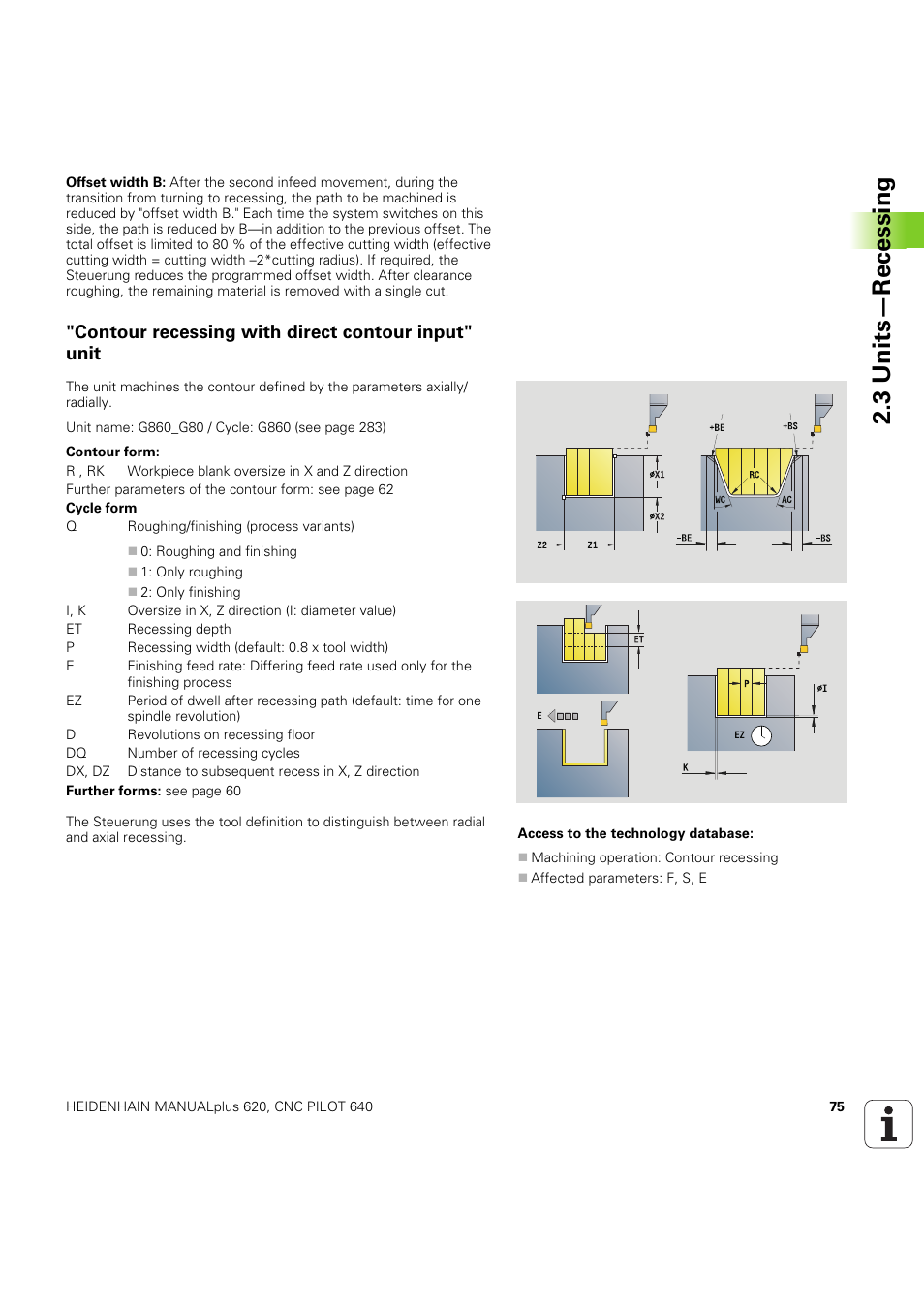 Contour recessing with direct contour input" unit, 3 units—recessing | HEIDENHAIN SW 54843x-03 DIN Programming User Manual | Page 75 / 622
