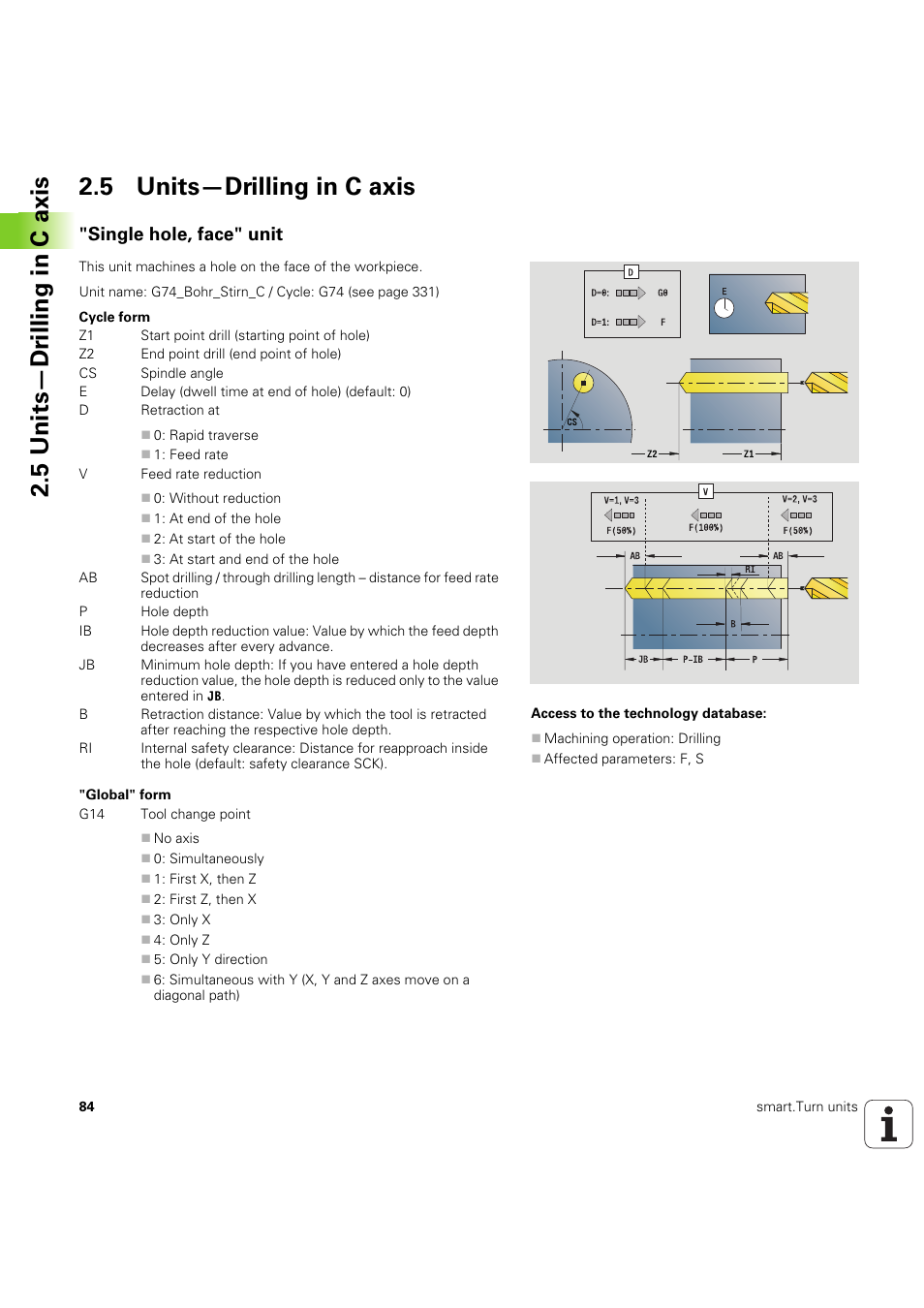 5 units—drilling in c axis, Single hole, face" unit | HEIDENHAIN SW 54843x-03 DIN Programming User Manual | Page 84 / 622
